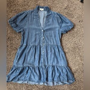 Blue Denim Button-Down Shirt Dress